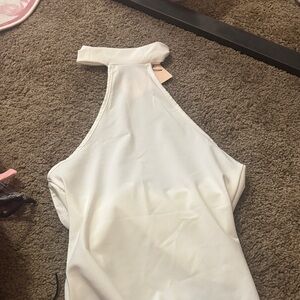 White Halter bodysuit